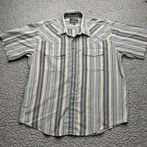 Outlaw Western Wear Pearl Snap Shirt Men's Size XL 17-17.5 Striped Short Sleeve